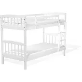 Beliani Hochbett Weiß Kiefernholz 90 x 200 cm Etagenbett mit Leiter und 2 Lattenrosten Modern Schlafzimmer Ausstattung
