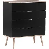 Beliani Kommode Schwarz/heller Holzfarbton MDF Platte Kiefernholz 40 x 79 x 93 cm Modern Skandinavischer Stil Geräumige Schubladen Wohnzimmer