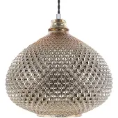 Beliani Hängeleuchte Gold Glas mit Schirm in gebogener Form gemoetrisches Muster in Glitzerstein-Optik Glamourös