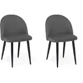 Beliani Esszimmerstuhl 2er Set Grau Samtstoff Metallbeine Modern