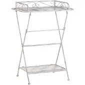Beliani Beistelltisch Weiß Metall mit 2 Böden Rechteckig Antik Optik Vintage Retro Badezimmer Wohnzimmer Schlafzimmer Baddekoration