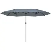 Beliani Doppelsonnenschirm Dunkelgrau Polyester/Aluminium Oval 270 x 460 x 247 cm Garten
