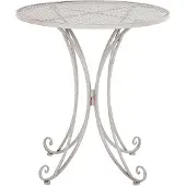 Beliani Gartentisch Grau Metall Rund Balkon Terrasse Garten Romantisch