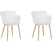Beliani Esszimmerstuhl 2er Set Weiß Kunststoff Metallbeine Retro Moderne Wohnzimmer Esszimmer