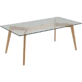 Beliani Couchtisch Transparent Grau Sicherheitsglas 120 x 60 cm mit Holzbeinen Rechteckig Modern Wohnzimmer Möbel Ausstattung