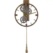 Beliani Wanduhr Gold ø 30 cm Eisenhaltig Rund mit Pendel im Vintage Look Wohnzimmer Schlafzimmer