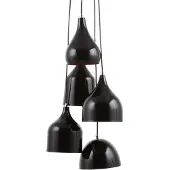 Beliani Hängeleuchte Schwarz und Orange Metall 5-flammig mit verschiedenen Schirmen in Glockenform Minimalistisches Design