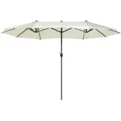 Beliani Doppelsonnenschirm Beige Polyester/Aluminium Oval 270 x 460 x 247 cm Garten
