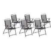 Beliani Gartenstuhl 6er Set Schwarz Textil Stahl Klappbar Modern Balkon Terrasse Outdoor
