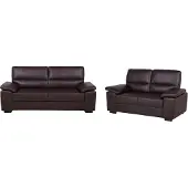 Beliani Sofa Set Braun 5-Sitzer aus Kunstleder und Holz Geräumiges Set included 1xDreisitzer / 1xZweisitzer Wohnzimmer Schlafzimmer Modernes Design
