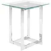 Beliani Beistelltisch Silber Transparent 40 x 40 cm Glasplatte Glänzende Metallgestell Poliert Quadratisch Modern