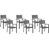 Beliani Gartenstuhl 6er Set Grau und Schwarz Aluminium Kunstholz mit Hohen Armlehnen Modern für Terrasse Garten Balkon Ausstattung Sitzmöbel