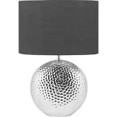 Beliani Tischlampe Silber Keramik 51 cm Stoffschirm Schwarz Trommelform Kugelfuß Kabel mit Schalter Modern Glamourös für Schlafzimmer Wohnzimmer Flur