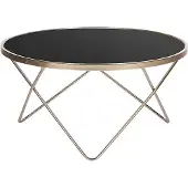 Beliani Couchtisch Schwarz Gold Sicherheitsglas Metall 40 x 80 cm V förmigen Füße Glänzend Universell Rund Modern