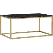 Beliani Couchtisch Schwarz Gold 60 x 100 cm Marmor Optik Holzfurnierte MDF Tischplatte Rechteckig Modern