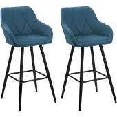 Beliani Trendy Barstuhl 2er Set Seeblau Stoff 104 cm Modern