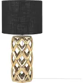 Beliani Tischlampe Gold Keramik 71 cm Stoffschirm Trommelform Schwarz Vasenform Geometriches Design Kabel mit Schalter Moderner Minimalistischer Stil