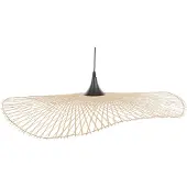 Beliani Hängeleuchte Hellbraun 130 cm aus Bambusholz/ Metall mit gebogenem Lampenschirm für Wohnzimmer Esszimmer Modernes Design