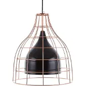 Beliani Hängeleuchte Schwarz Metall Schirm mit Gitter in Kupfer Glockenform Industrie Look für Wohn- Schlaf- und Esszimmer Kücheninsel