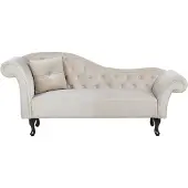 Beliani Chaiselongue Linksseitig Beige Samtstoff Holzfüße Glamourös Mit Zierkissen
