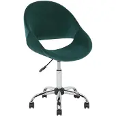 Beliani Bürostuhl Samtstoff Grün mit leichtgängigen Laufrollen in Retro Stil