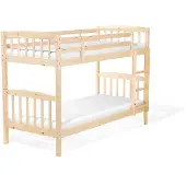 Beliani Hochbett Hellbraun 90 x 200 cm Kiefernholz Natürliches Material Etagenbett Mit Leiter Modern Klassisch