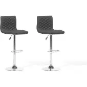 Beliani Eleganter Barstuhl 2er Set Schwarz Stoff Höhenverstellbar Rückenlehne Modern