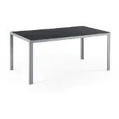 Beliani Gartentisch Schwarz und Silber Aluminium mit Glasplatte Hartglas 160 x 90 cm Rechteckig Modern Outdoor Terrasse Ausstattung