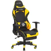 Beliani Bürostuhl Schwarz/Gelb Kunstleder höhenverstellbar Gaming Stuhl drehbar mit Fußstützen Modernes innovatives Design