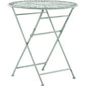 Beliani Gartentisch Grün Metall Rund Zusammenklappbar Balkon Terrasse Garten Romantisch