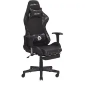 Beliani Bürostuhl Schwarz mit Militär-Muster Kunstleder höhenverstellbar mit Fußstützen Gaming Stuhl drehbar Modernes innovatives Design