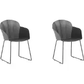 Beliani Esszimmerstuhl 2er Set Schwarz Kunststoff Metallbeine Pulverbeschichtet Bequem Modern Wohnzimmer Esszimmer Terrasse