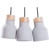 Beliani Hängeleuchte Grau Beton und Holz 3-flammig Schirme in Glockenform Industrie Stil