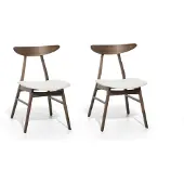 Beliani Esszimmerstuhl 2er Set Dunkelbraun / Weiß Holz und Kunstleder Retro Skandi Möbel Küche Wohnküche Wohnzimmer Ausstattung Sitzmöbel