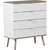 Beliani Kommode Weiß/heller Holzfarbton MDF Platte Kiefernholz 40 x 79 x 93 cm Modern Skandinavischer Stil Geräumige Schubladen Wohnzimmer