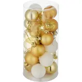 TecTake - Set van 24 kerstballen wit/goud - 403321