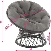 TecTake Rattansessel Gargano drehbar 92 x 80 x 80,5 cm