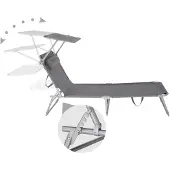 TecTake 2er Set Sonnenliege Chloé 4-stufig klappbar mit Sonnendach und Polster - wetterfest - 68x190x65cm - Outdoor Liege