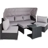TecTake Aluminium Rattan Lounge San Marino wetterfest und UV-beständig Dicke der Polster 10 cm