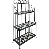 TecTake tectake- Metallregal 3 Fachböden schwarz/weiß - 402771