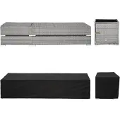 TecTake 2er Set Sonnenliegen Aluminium Rattan Schutzabdeckung verstellbar Polster Beige/Grau 184x60x21cm