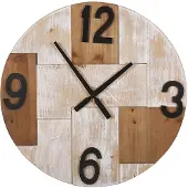 Beliani Moderne Wanduhr ohne Sekundenzeiger Heller Und Dunkler Holzfarbton