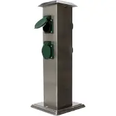 Kopp 145330013 Gartensteckdose 4fach Edelstahl, Grün