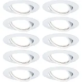 Paulmann Base Einbaustrahler im 10er-Set weiß Base, dimmbar, weiß / opal, für Wohn- / Esszimmer, Metall, Modern, Einbaustrahler