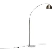 Beliani Stehlampe Messing Metall 210 cm verstellbarer Schirm Marmorfuß Kabel mit Schalter Bogenlampe Industrie Look