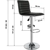 TecTake 2er Set Barhocker Johannes Sitzhöhe 60 - 81 cm