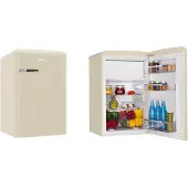 Amica KS 15615 B, Kühlschrank mit Gefrierfach im Retro Design, 85 cm Höhe, coffee cream,
