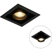 QAZQA - Moderne Einbauleuchte schwarz 1-Licht verstellbar - Dach I Wohnzimmer I Schlafzimmer - Aluminium Quadratisch - LED geeignet GU10