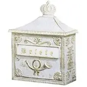 Albert Wandbriefkasten A-142513, weiß-gold, Aluguss, 440x370x155mm