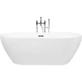 Beliani Badewanne Weiß Acryl Oval Freistehend 180 x 80 cm mit Überlaufsystem Modern Badezimmer Ausstattung